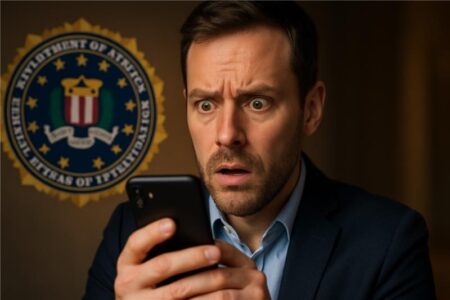 Homme recevant un SMS