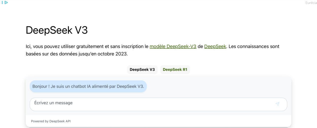 Page d’accueil DeepSeek.