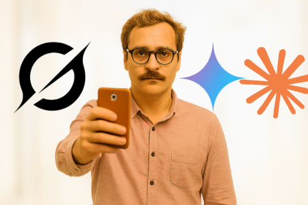 Scène du film Her avec logos Gemini, Claude et Grok
