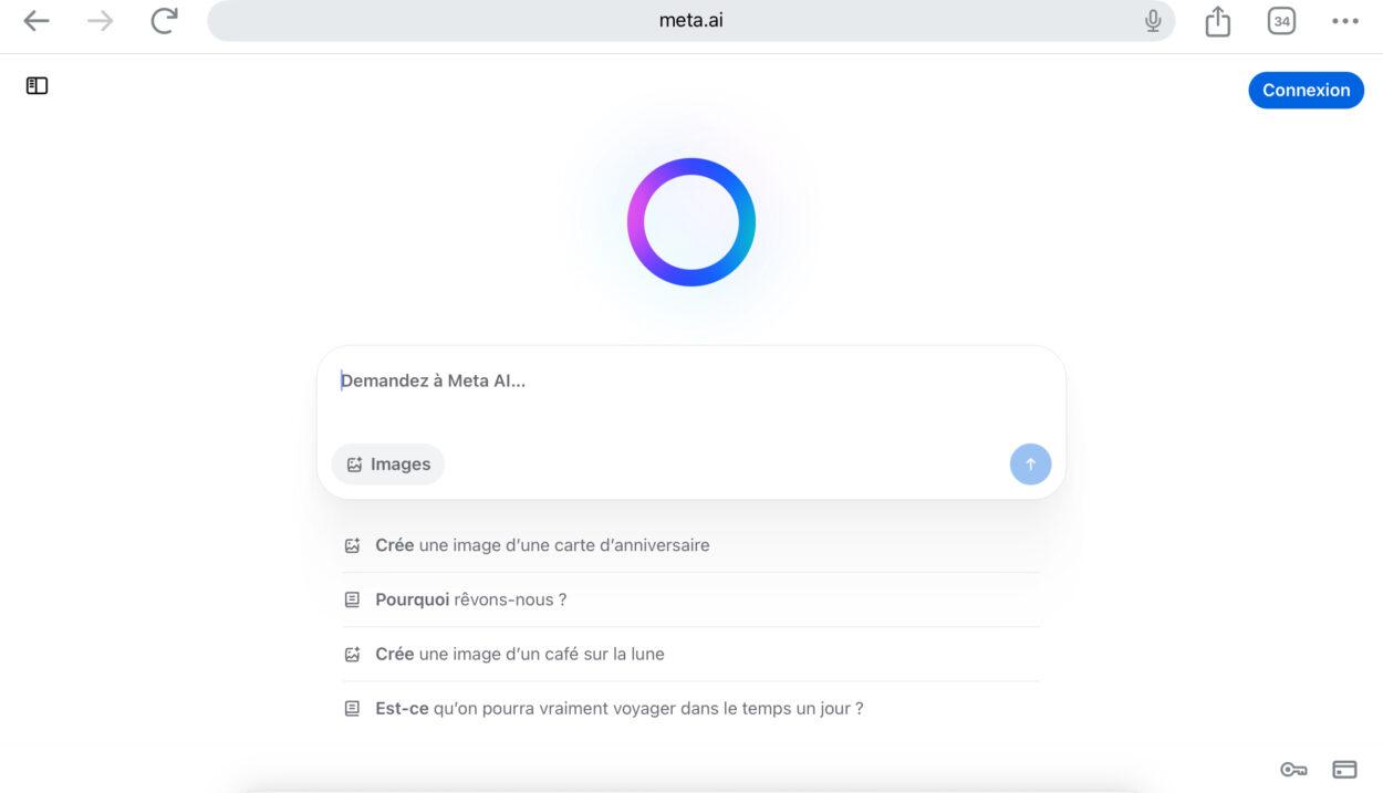 Capture d’écran Meta AI.