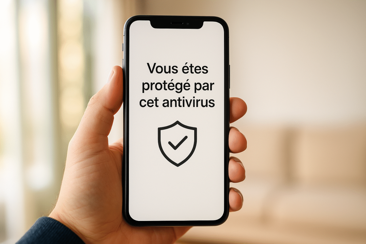 Téléphone protégé par un antivirus.