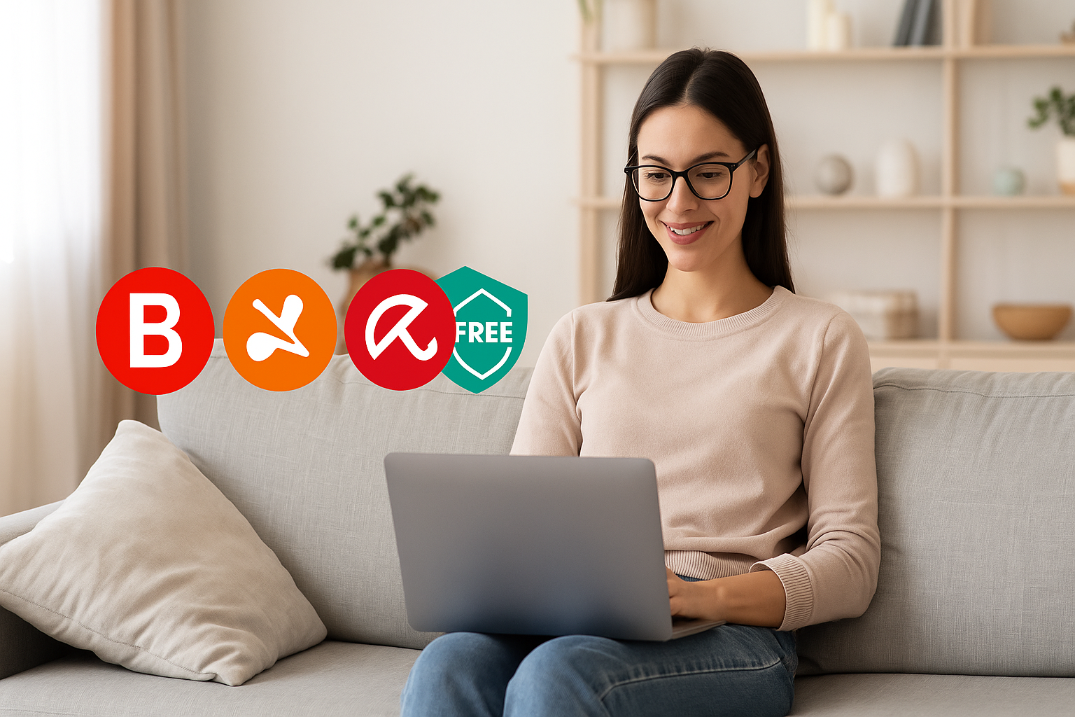 Une femme sur ordinateur regarde comment choisir un bon antivirus.