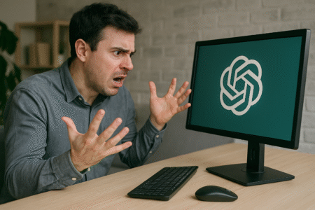 Une personne agacée face aux erreurs de ChatGPT.