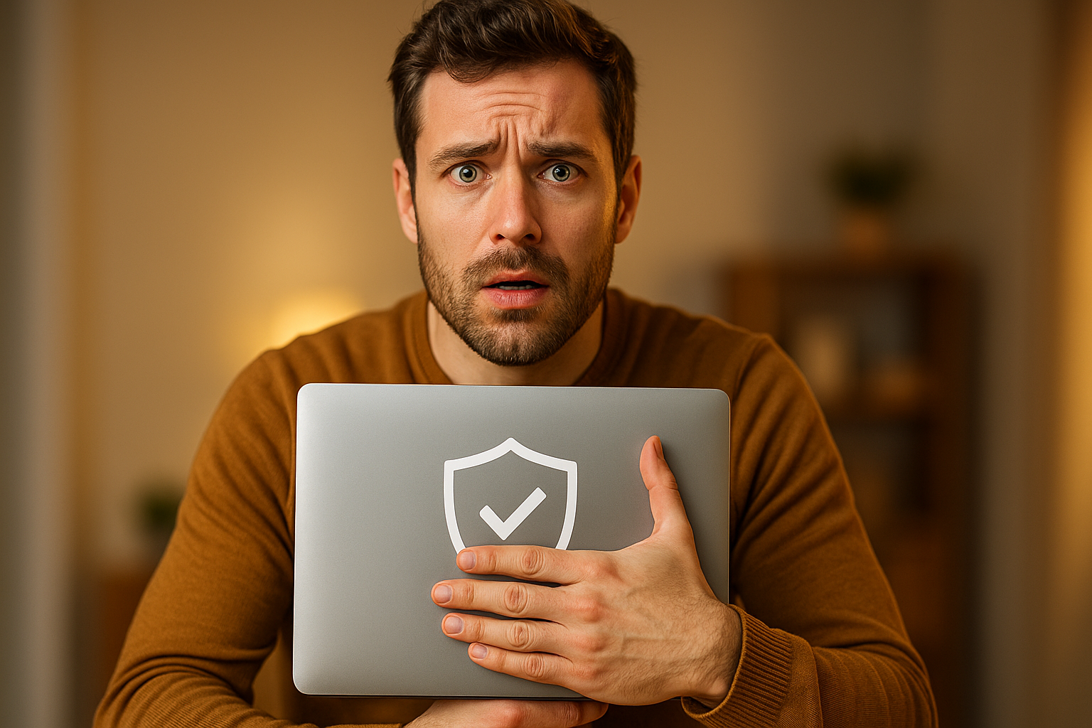 Un homme découvre comment se protéger des cyberattaques.