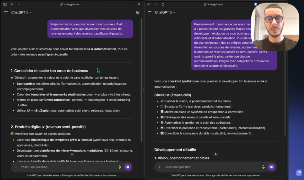 Comparaison entre un prompt original et un prompt optimisé pour ChatGPT 5