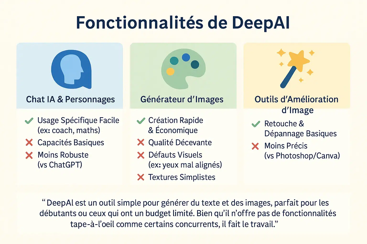 Comparaison des fonctionnalités de DeepAI