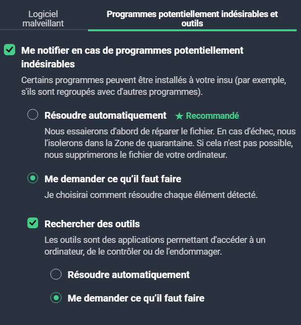 Protection AVG basique des programmes indésirables