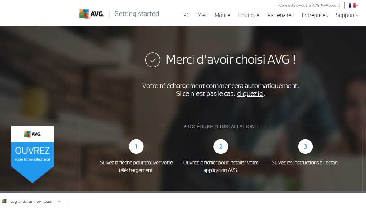 Téléchargement d'AVG
