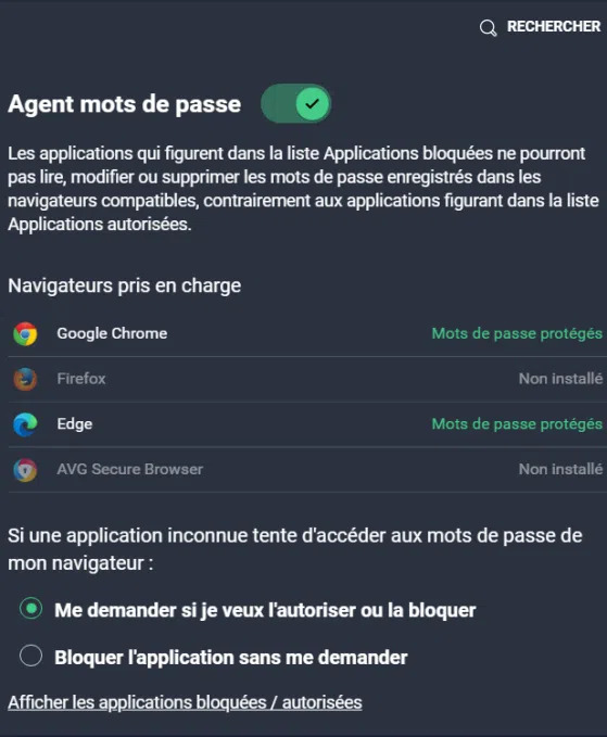 agents de mots de passe AVG