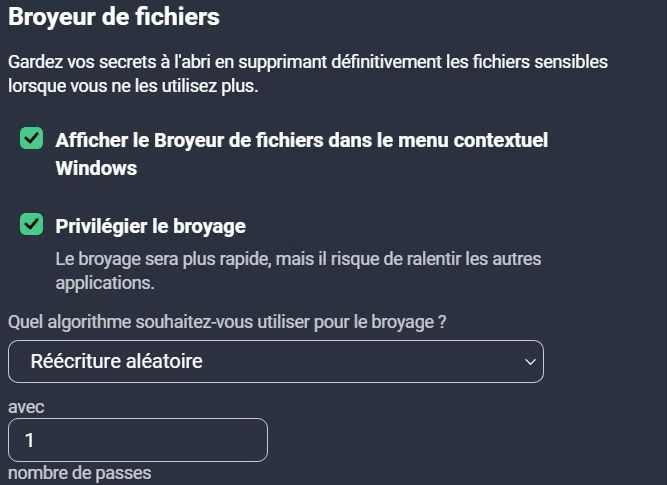 configuration broyeur de fichiers