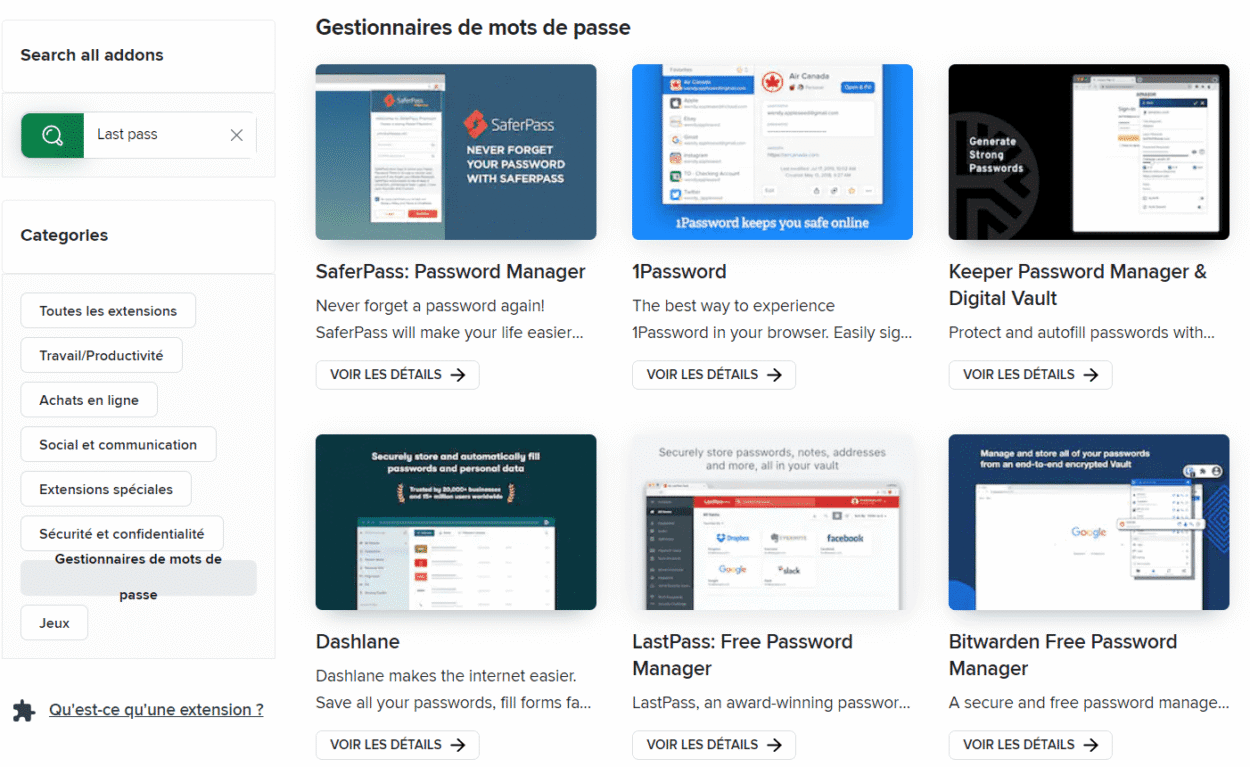 extensions proposées par AVG Browser