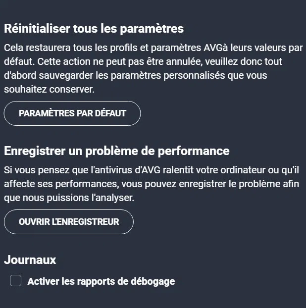 résolution des problèmes sur l'antivirus AVG (2)