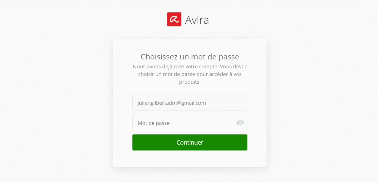 se créer un compte Avira