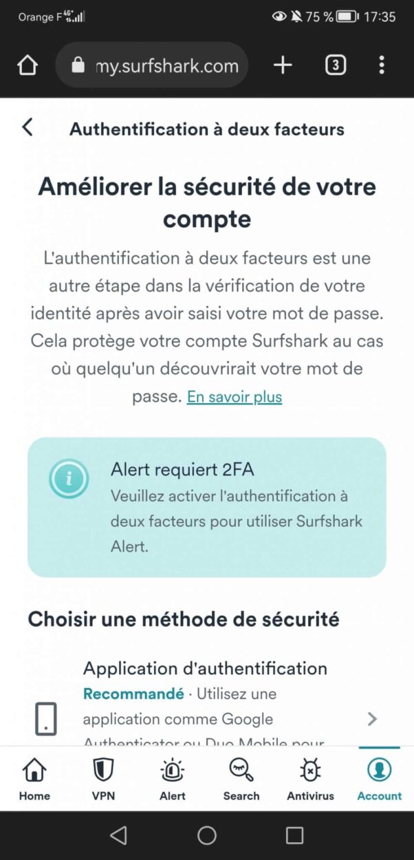 Authentification 2fa Surfshark