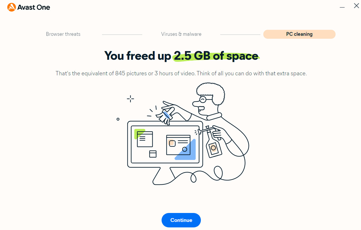 Avast One cleaning PC test