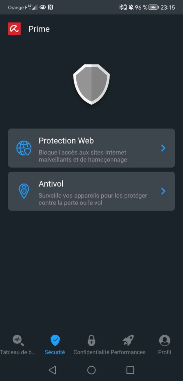 Confidentialité et antivol Avira