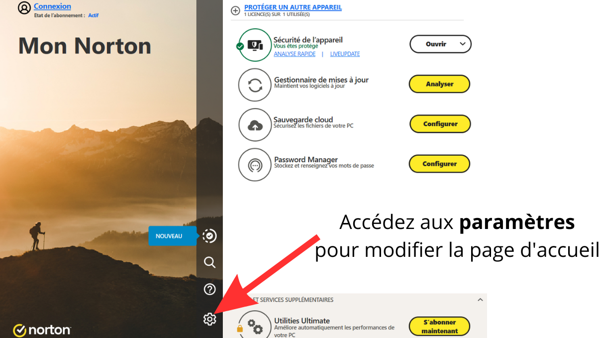 Page d'accueil Mon Norton