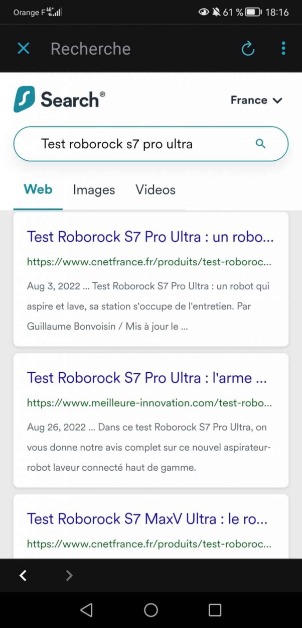 Test surfshark One Search appli