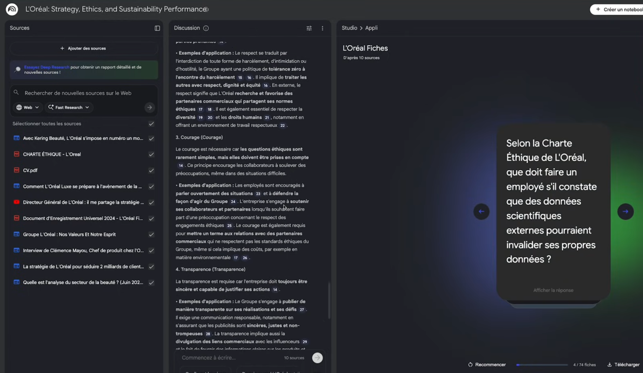 Fiches d'apprentissage dans NotebookLM