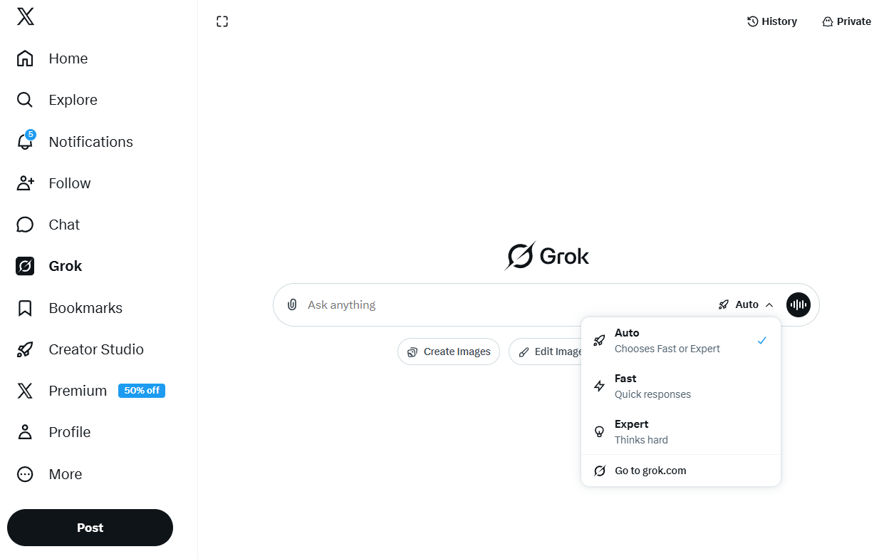 Grok sur X