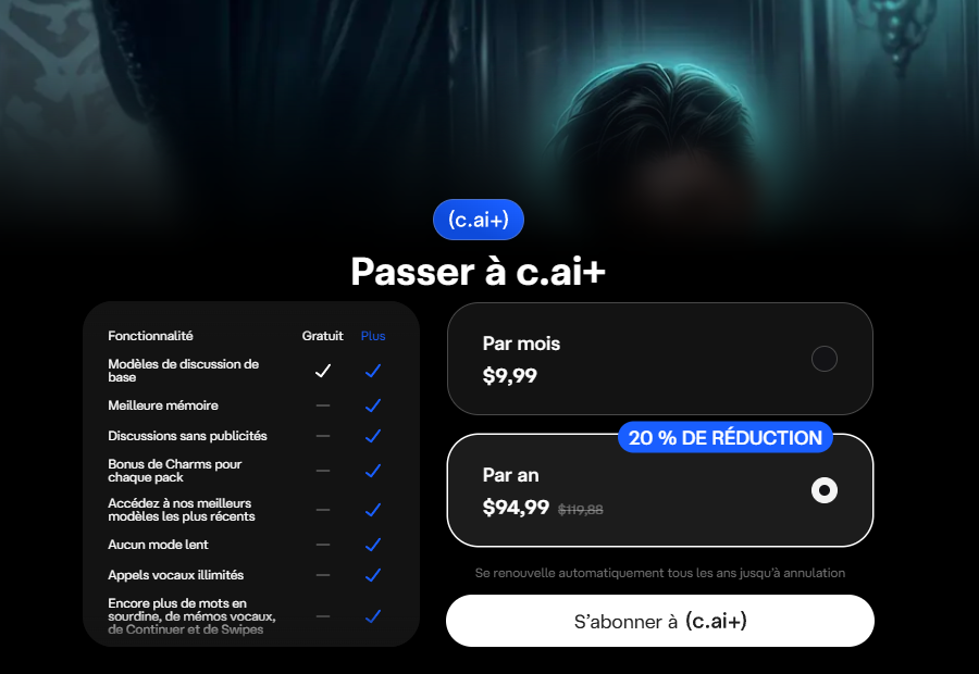 Abonnement c.ai+ pour Character AI